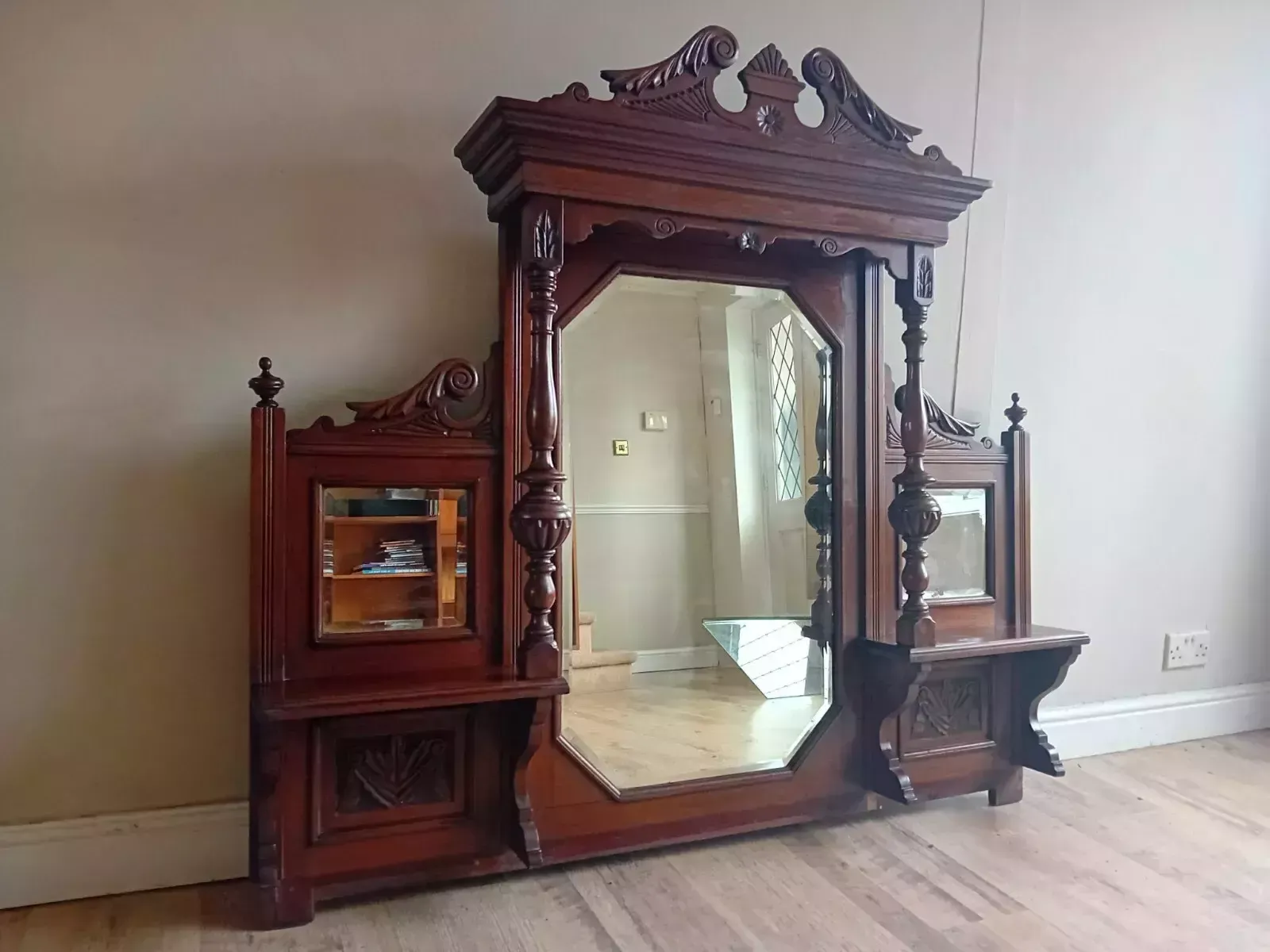 photo buy Beautiful Circa 1880 Victorian Mahogany Antique Overmantel Mirror