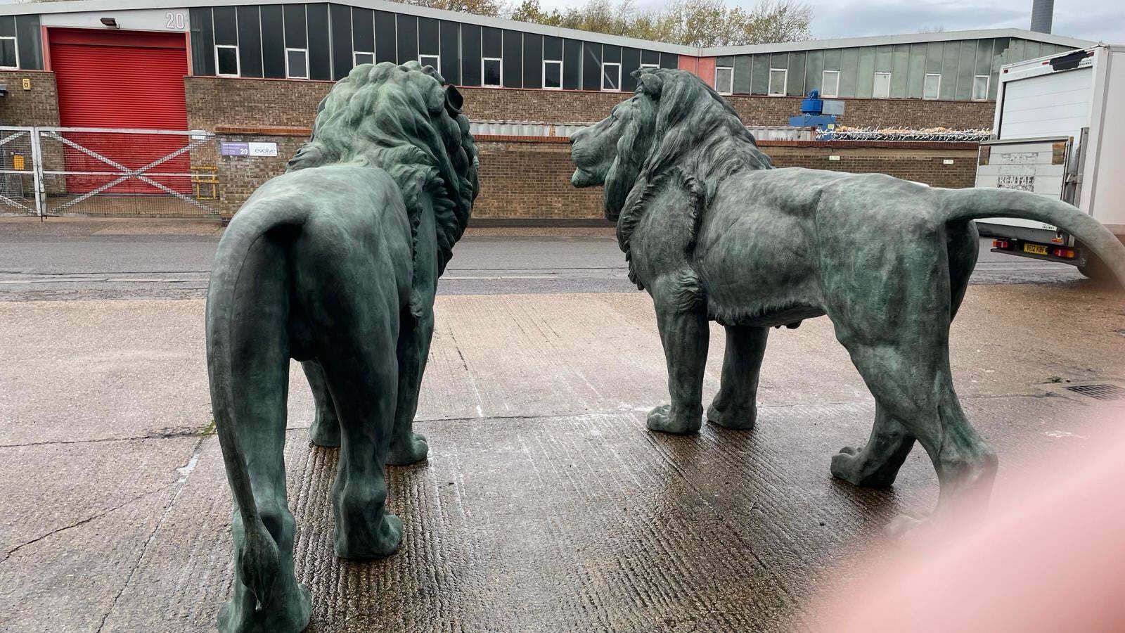 Huge, Pair Of Antique Bronze Lions From Italy photo buy