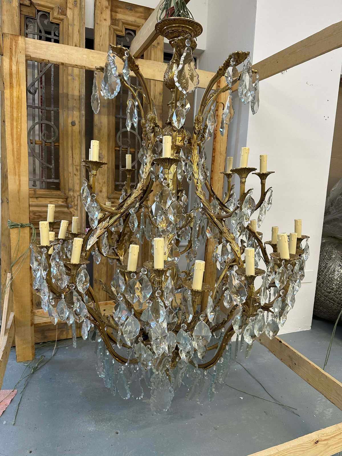 A Stunning, Matching Pair Of Huge Baroque French Antique Chandeliers From Bordeaux photo for sale