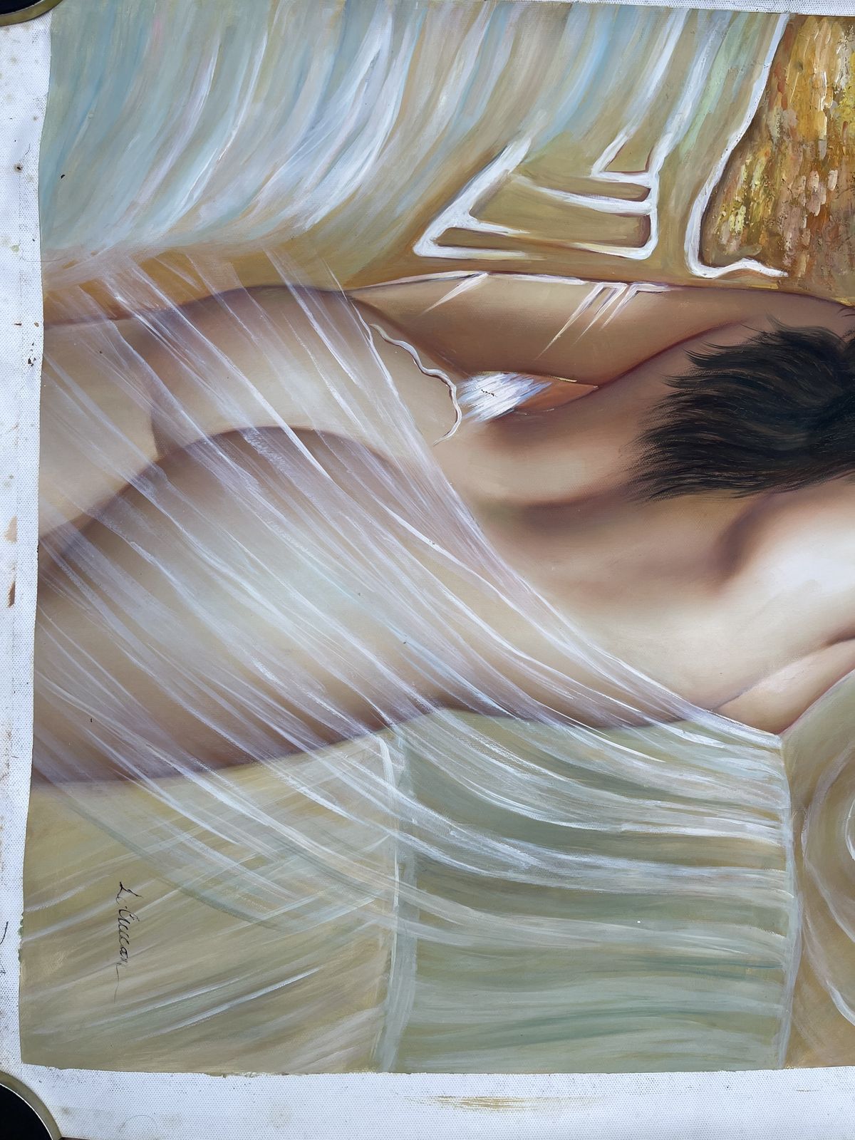 Oil On Canvas Semi Nude Woman With Certificate Of Authenticity 2003 photo vinterior
