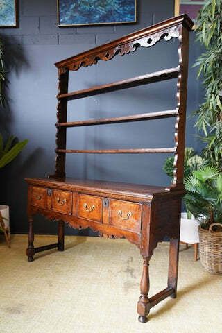 Late Georgian Early Victorian Welsh Dresser Solid Oak Brass Bail Pulls photo vinterior