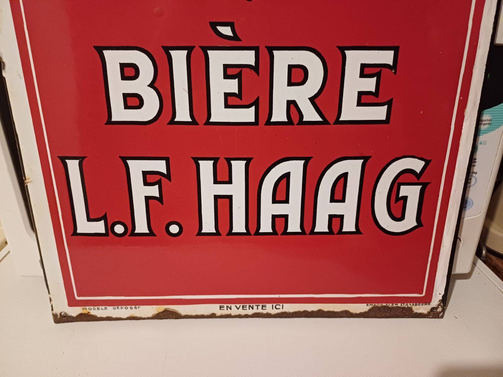 Enameled Sign Beer L. F. Haag, 1930s photo for sale