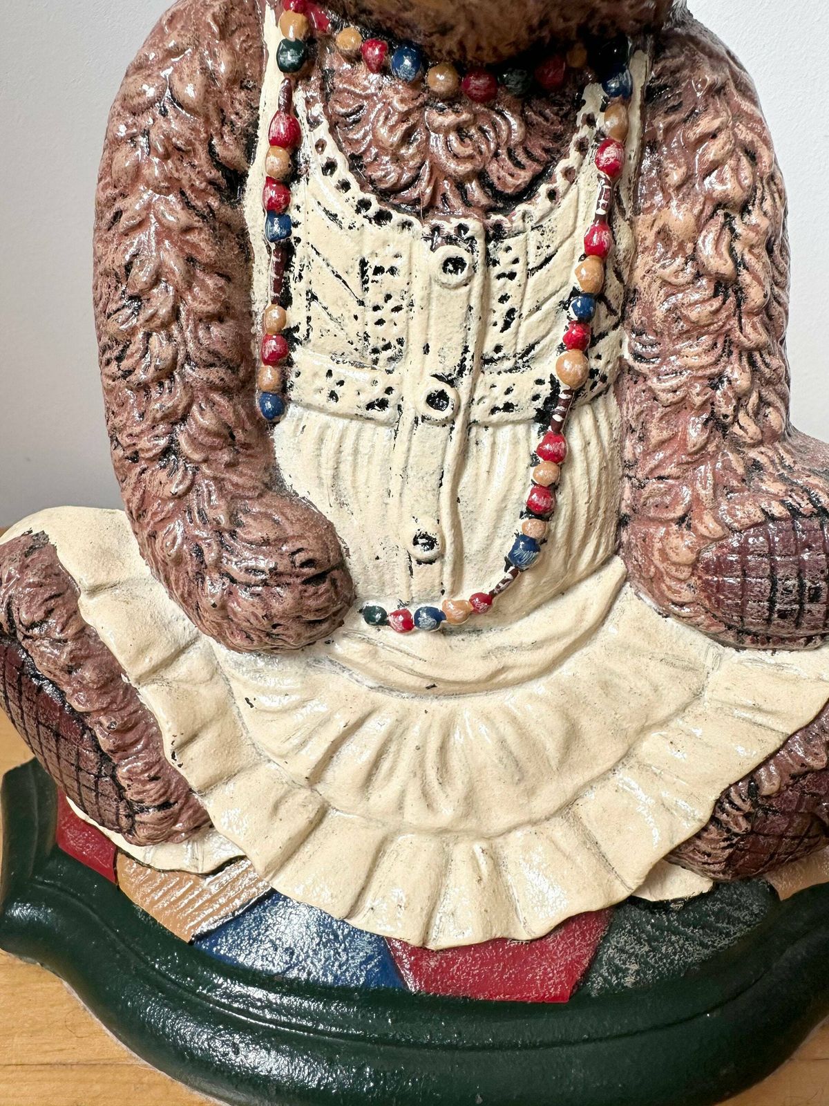 Large “Wright Studios'' Teddy Bear Cast Iron Door Stop photo for sale