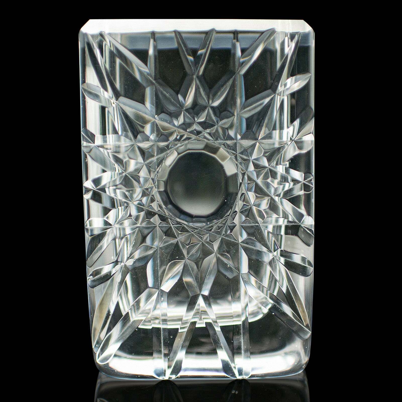 Vintage Posy Sleeve, Swedish, Cut Glass Flower Vase, Edenfalk, Skruf, Circa 1970 photo vinterior