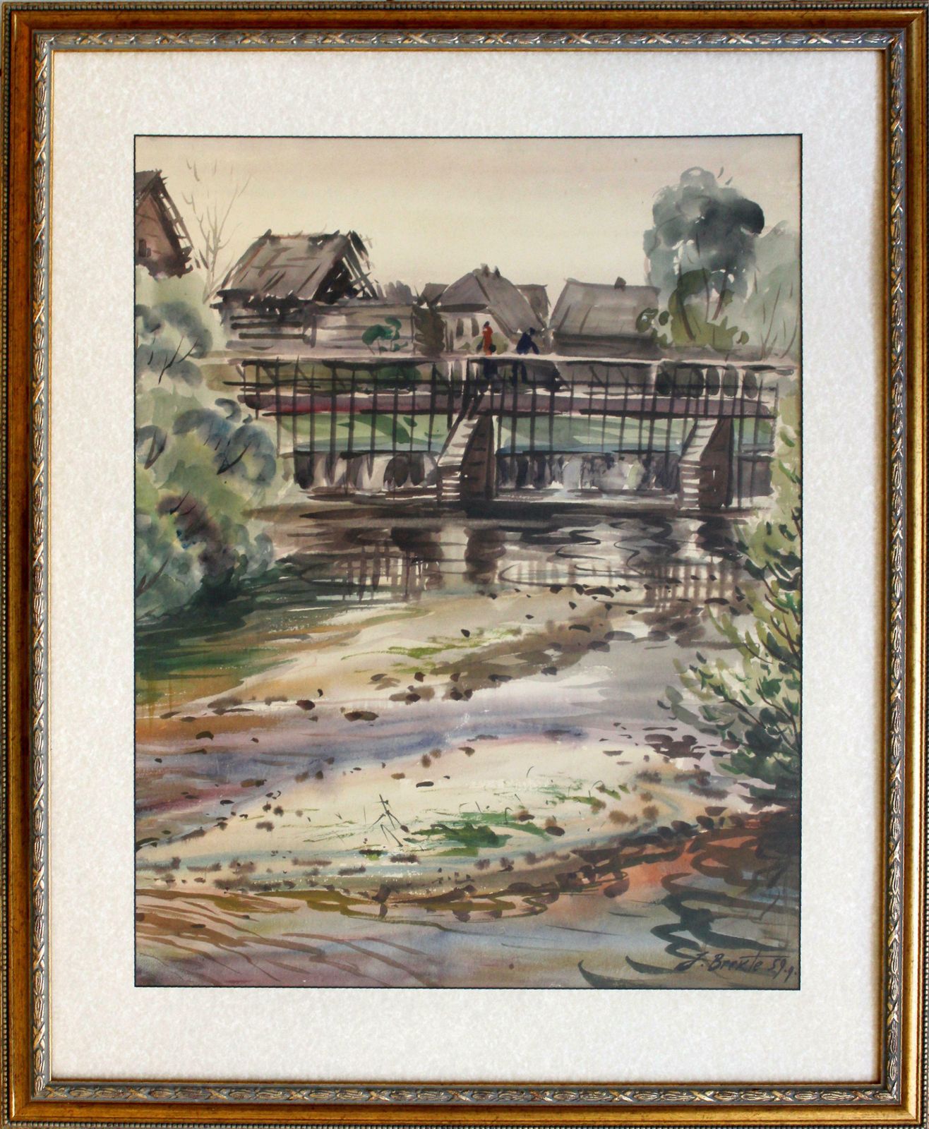 Janis Brekte The Old Dam. 1959, Cardboard, Watercolor, photo furniture
