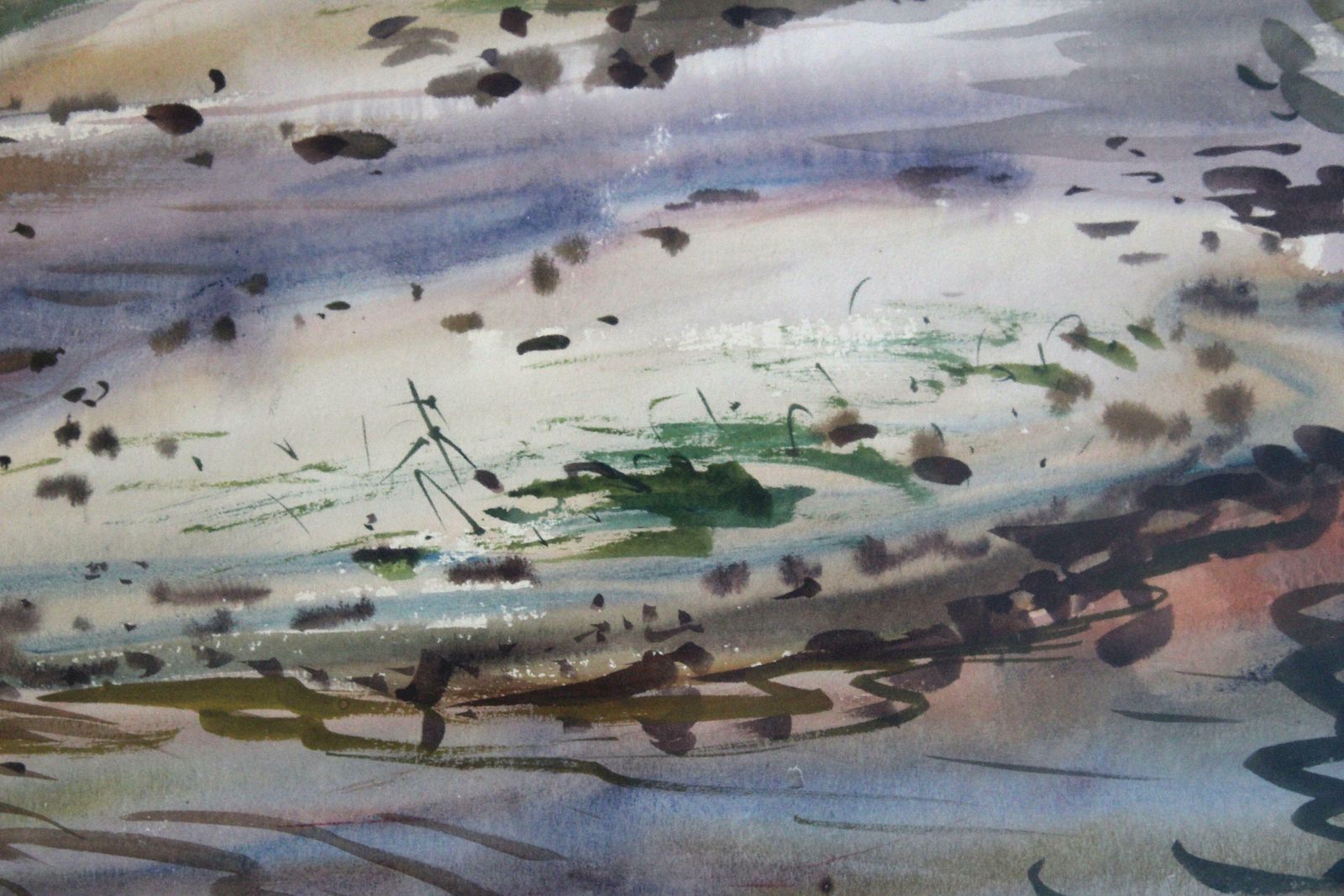 Janis Brekte The Old Dam. 1959, Cardboard, Watercolor, photo vintage
