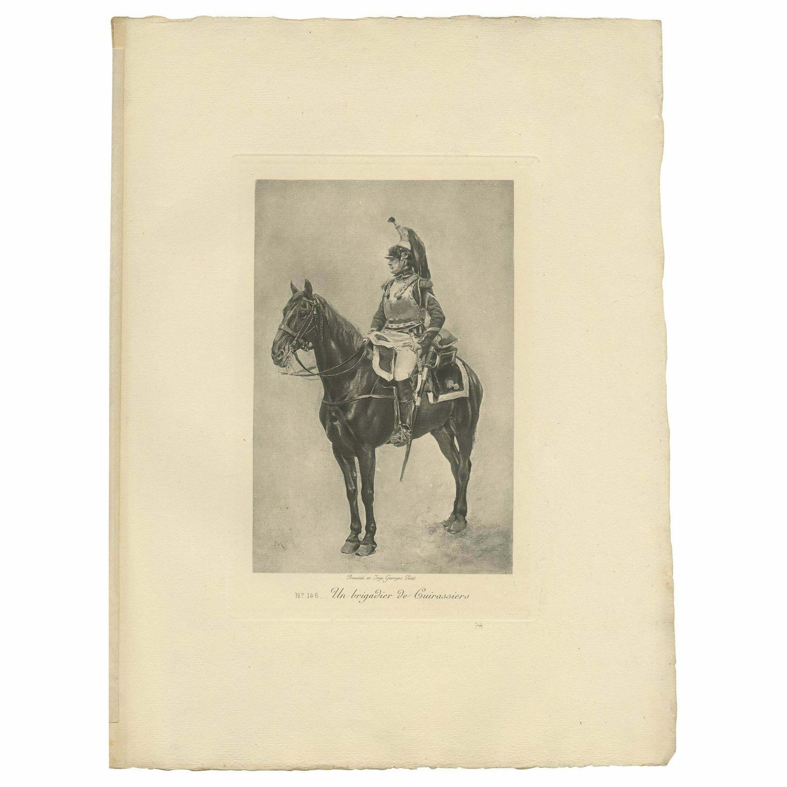 Antique Print Of A Cuirassier Brigadier By Petit 'C.1890'