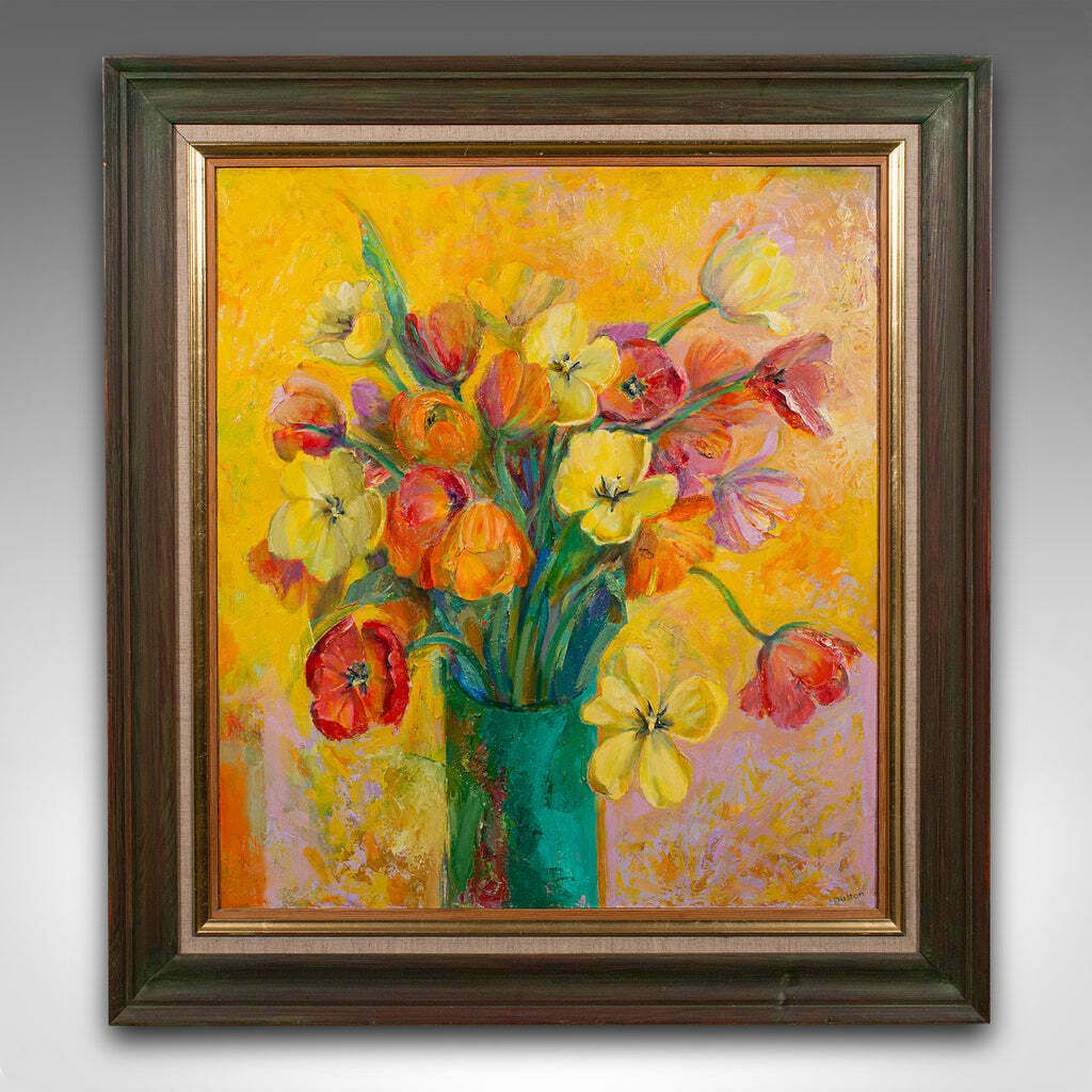Contemporary Still Life Painting, English, Framed Oil On Canvas, Artist Signed photo furniture