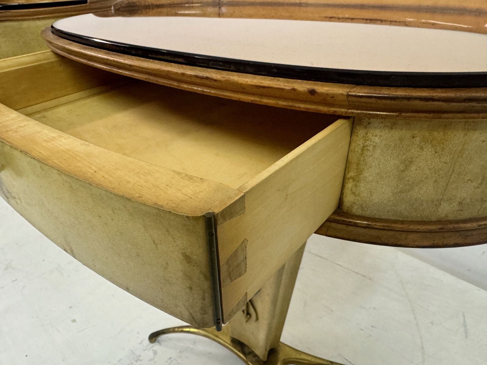 Furniture Pair Of 1950s Italian Parchment Bedside Tables Or Nightstands photo