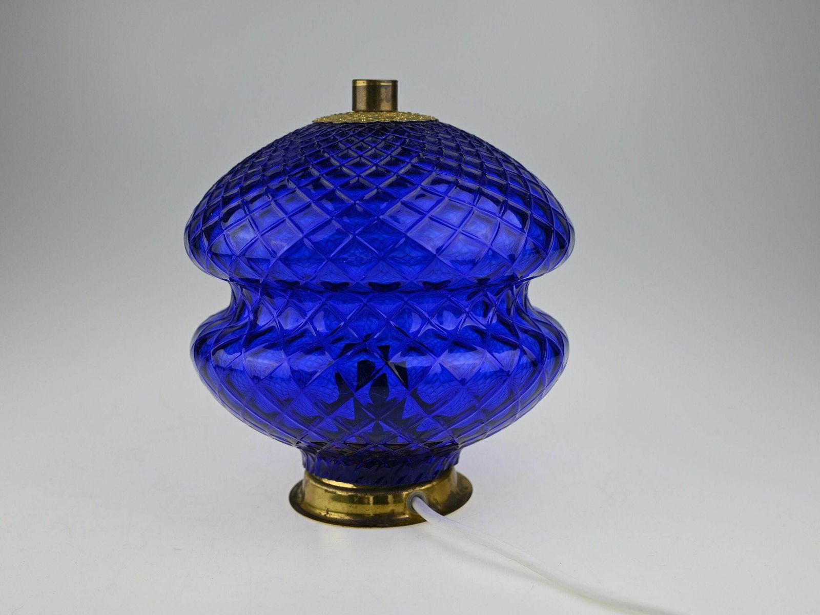 Vintage Blue Glass Lamp, Mood Lamp, Mid Century Lamp, Desk Lamp, Table Lamp, Bedside Lamp, Mid Century Glass Lamp, Vintage Light, Blue Lamp photo 187.0