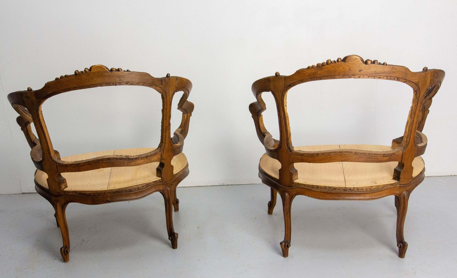 Pair Of Louis XV Revival Open Armchairs To Cane Or Upholster French, 19th C photo 730.0