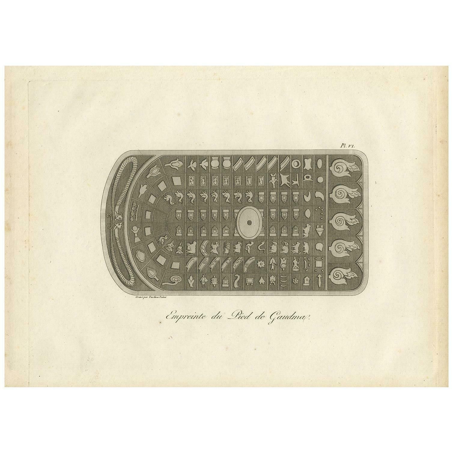 Antique Print Of Buddha's Footprint By Symes (1800)