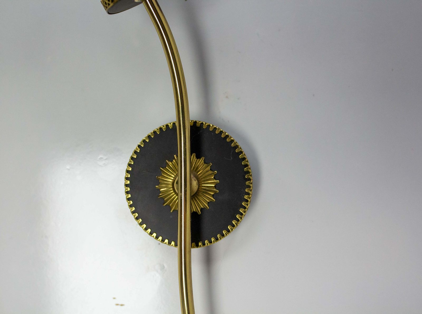 Pair Of Sconces Frozen Glass Black & Golden Chrome Circa 1960 Arlus Style France photo vintage