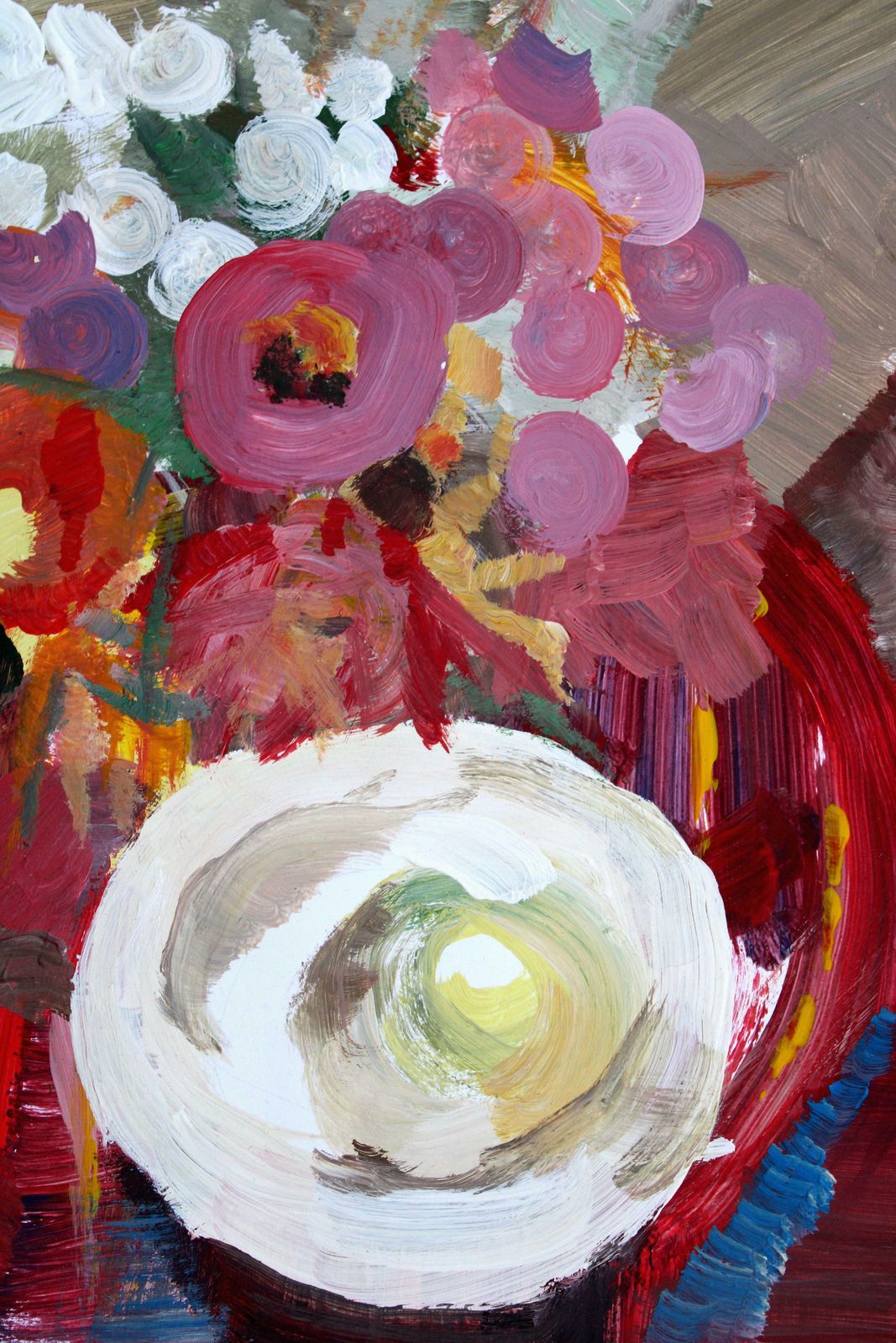 Victor Karnauh Still Life With Flowers And Apple. Oil On Paper, 39. 5 X 30 Cm photo for sale