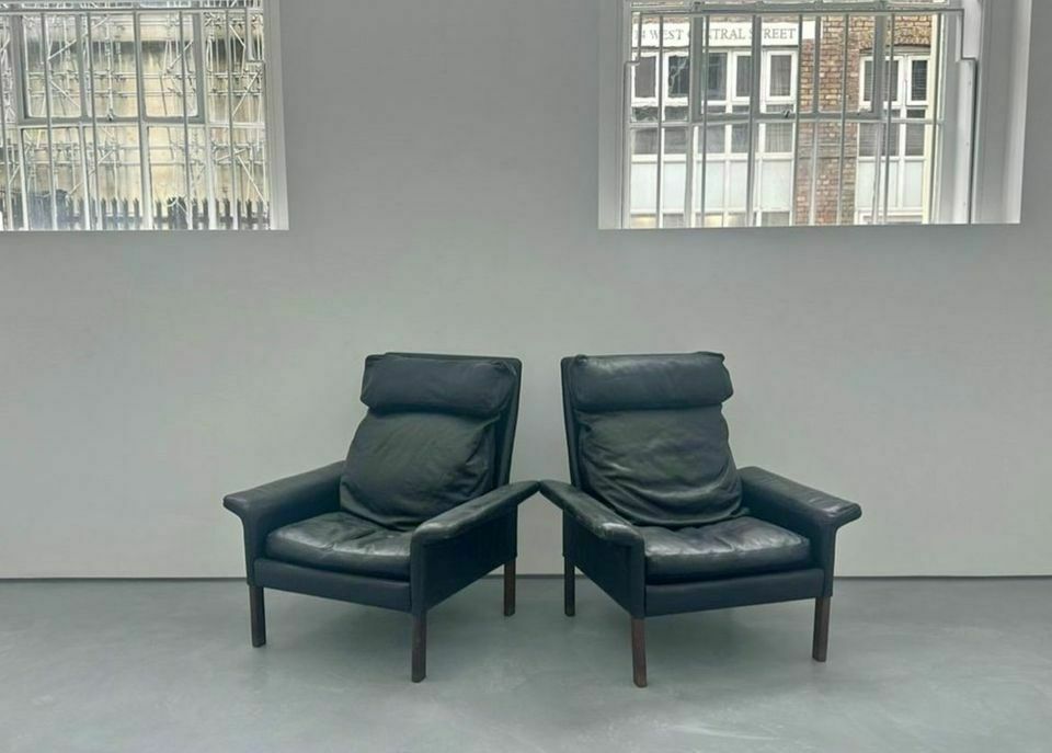 Pair Of Mid Century Hans Olsen Amrchairs, Model D500 For Cs Møbler Glostrup Denmark
