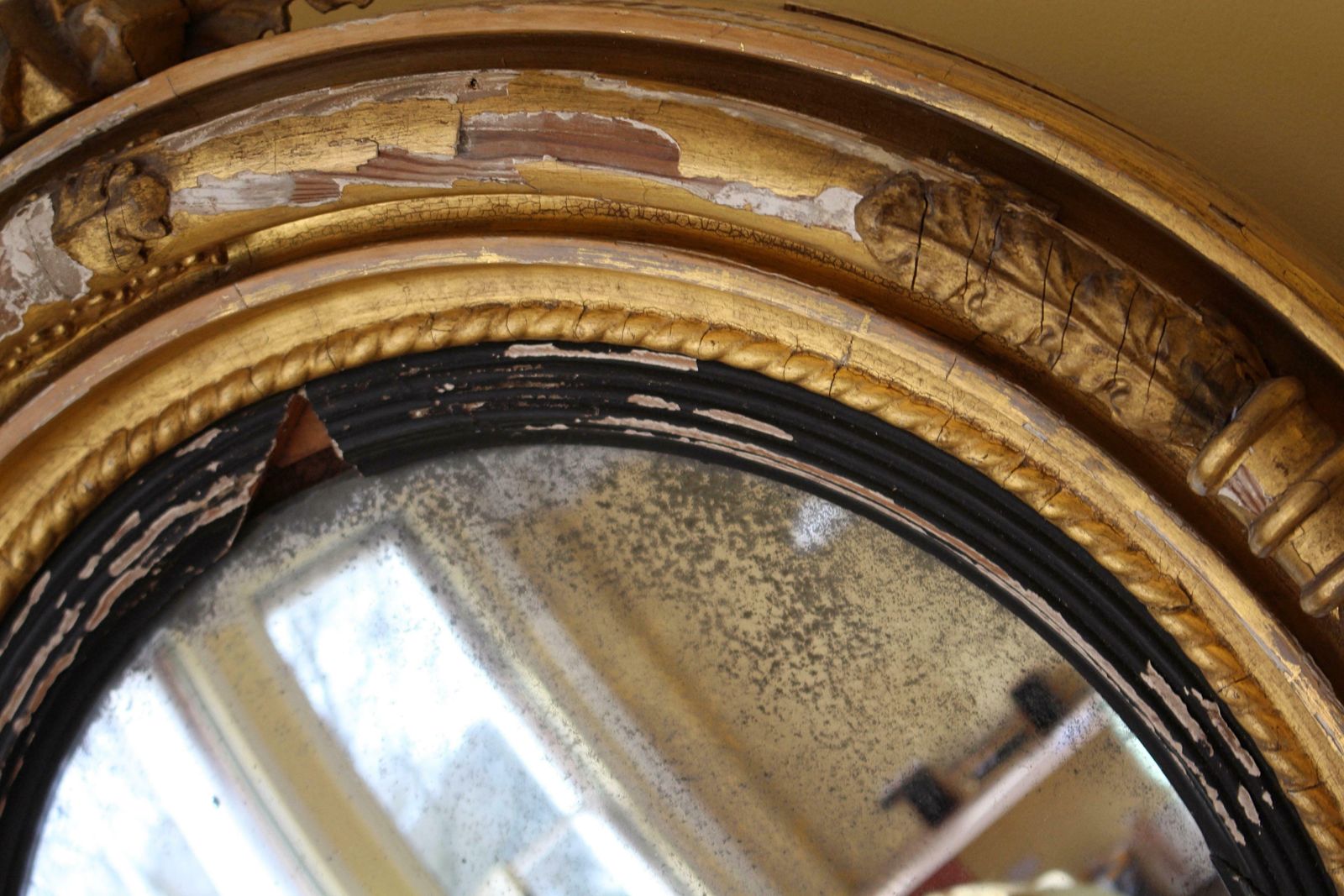 Early 19th Century William IV Gilt Convex Mirror Country House Antique photo Home Decor