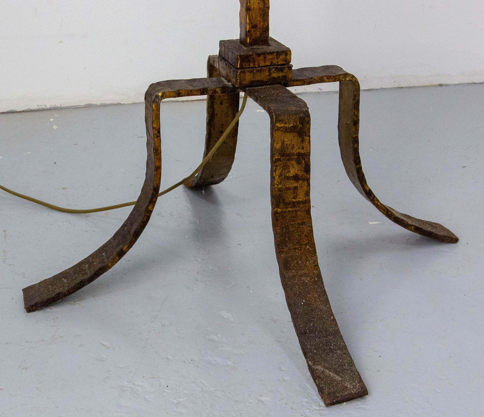 photo furniture Golden Wrought Iron Floor Lamp Lantern Antique Chandelier, French, Circa 1960