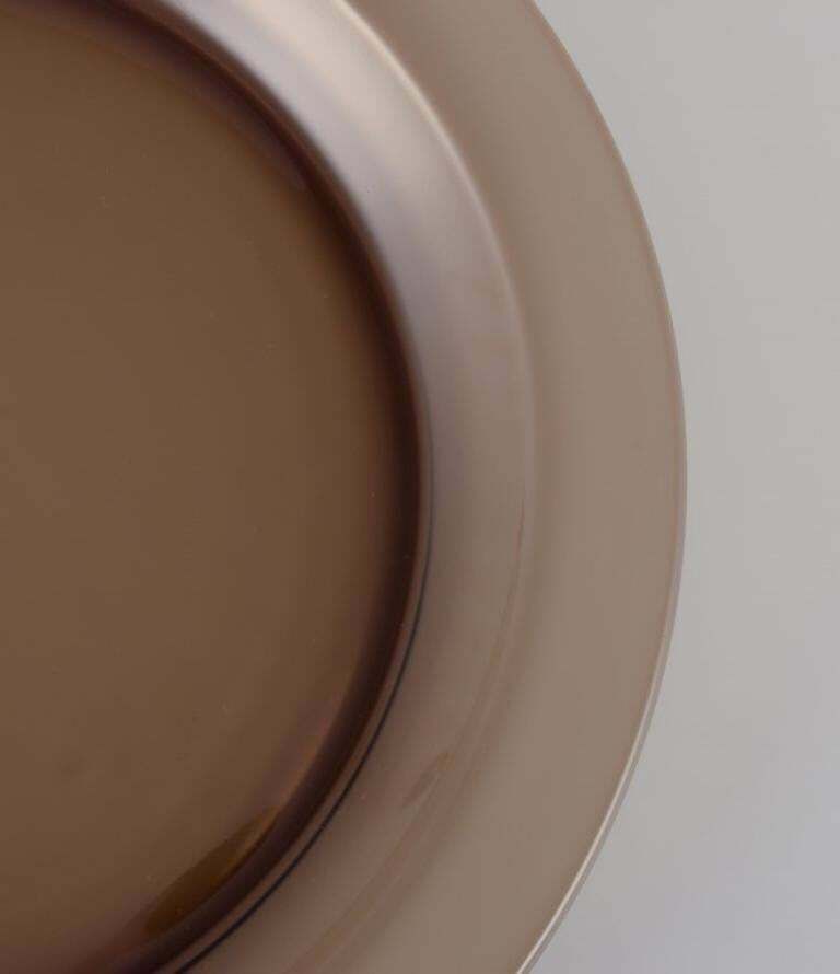 Vereco, France. Set Of Five Dinner Plates In Smoked Art Glass. 1970s photo for sale