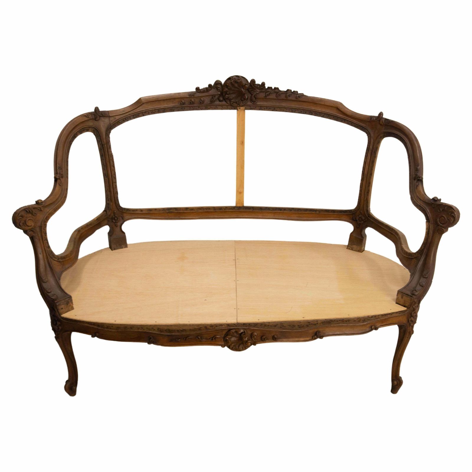 Louis XV Roccoco Revival Walnut Open Sofa To Cane Or Upholster French, 19th C photo furniture