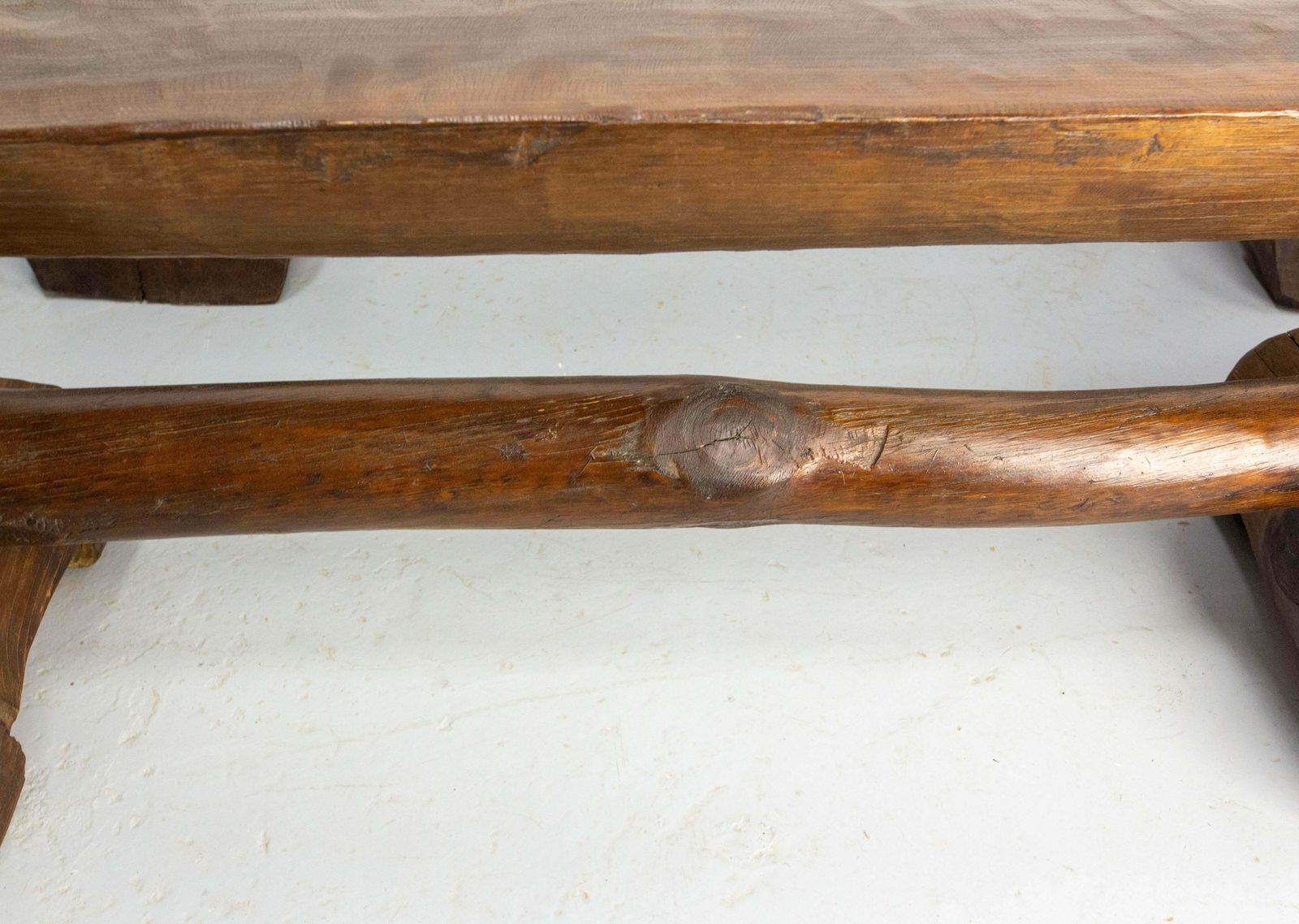 photo furniture Pair Of French Vintage Style Farmhouse Benches Massive Pine, Circa 1960