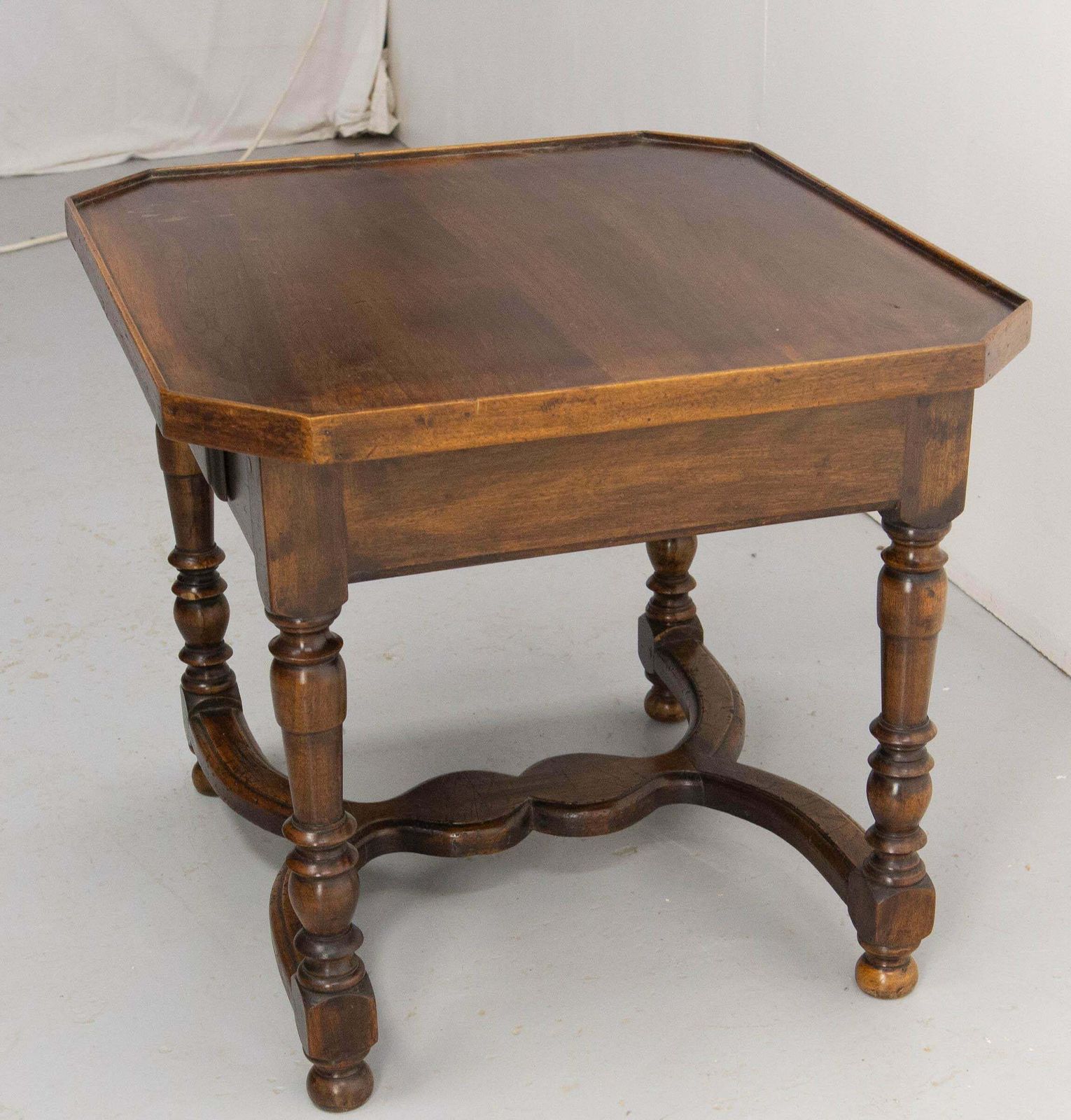 Antique French Walnut Coffee Table End Table With Drawer Circa 1940