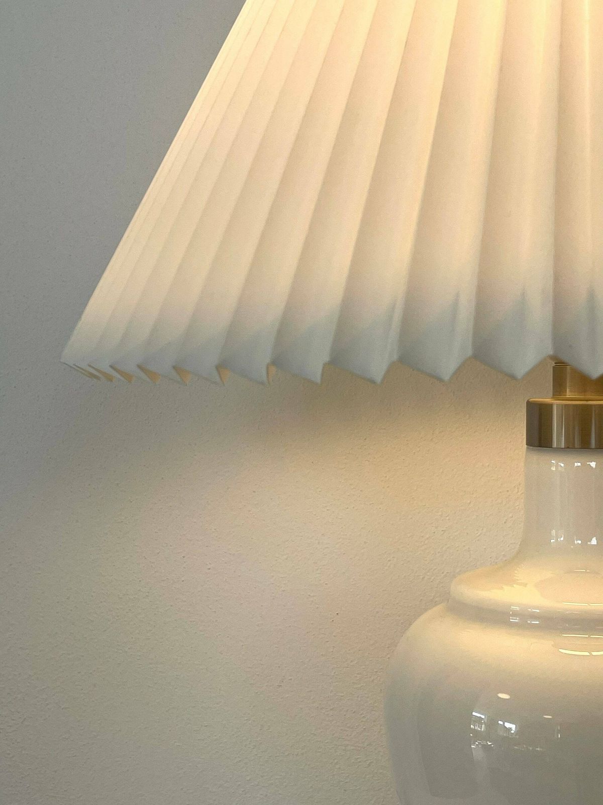 Danish Vintage “Roma” Table Lamp In White Opal Glass With Le Klint Shade   Design By Anne Grete Von Halling Koch For Royal Copenhagen photo Lighting