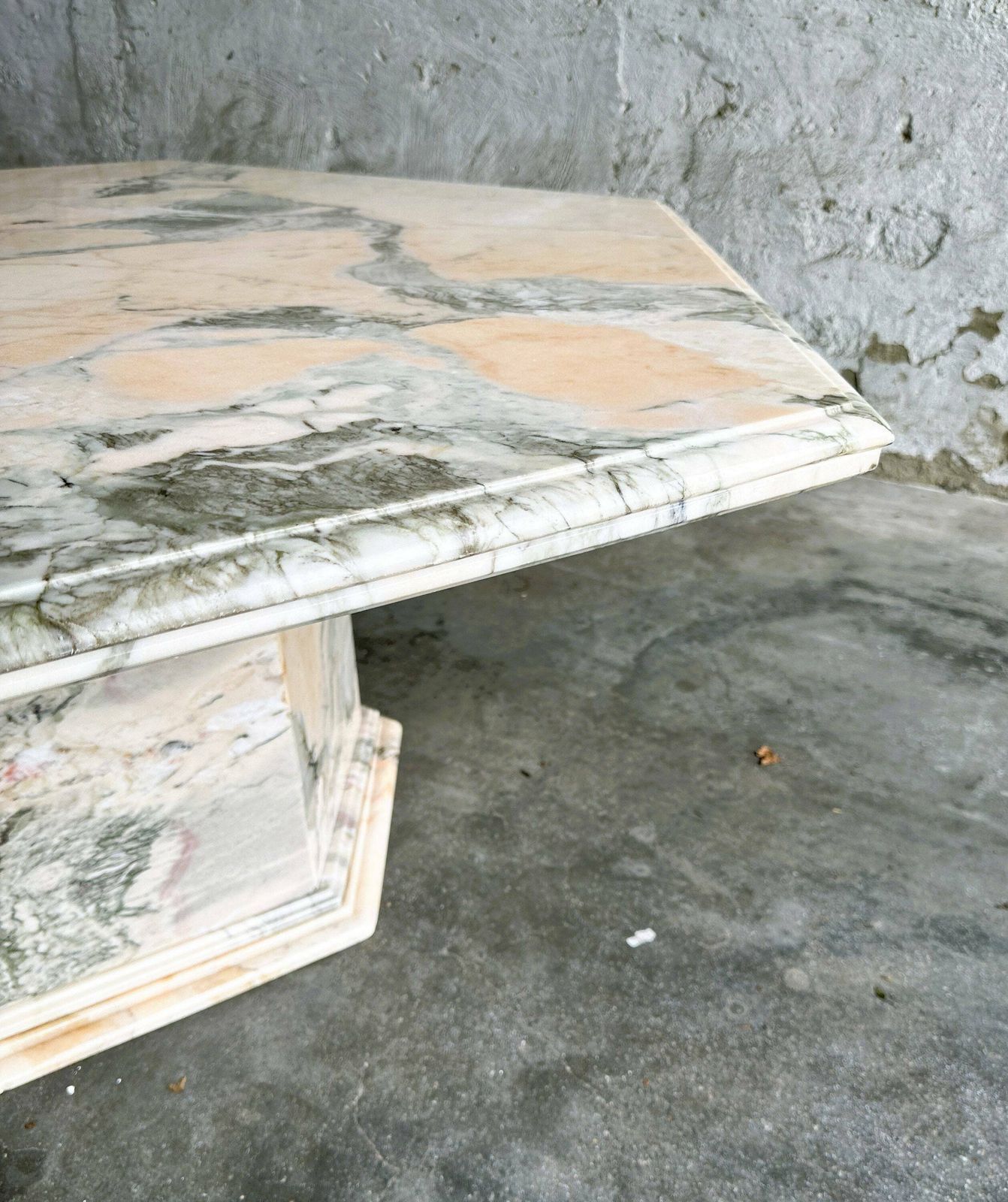 Vintage Octagonal Pink And Gray Marble Coffee Table, 1980s. photo furniture