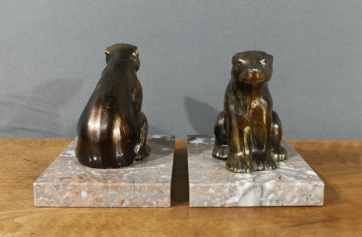 Pair Of “Bear” Bookends In Golden Metal – 1920 photo buy