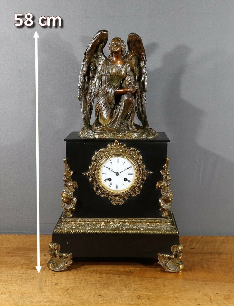 Marble And Bronze Clock, “The Angel In Contemplation”, Miroy Frères, Napoleon III Period – Mid 19th Century photo furniture