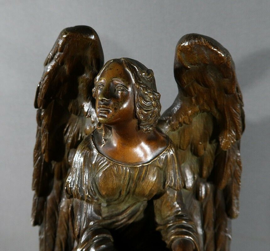 Marble And Bronze Clock, “The Angel In Contemplation”, Miroy Frères, Napoleon III Period – Mid 19th Century photo buy