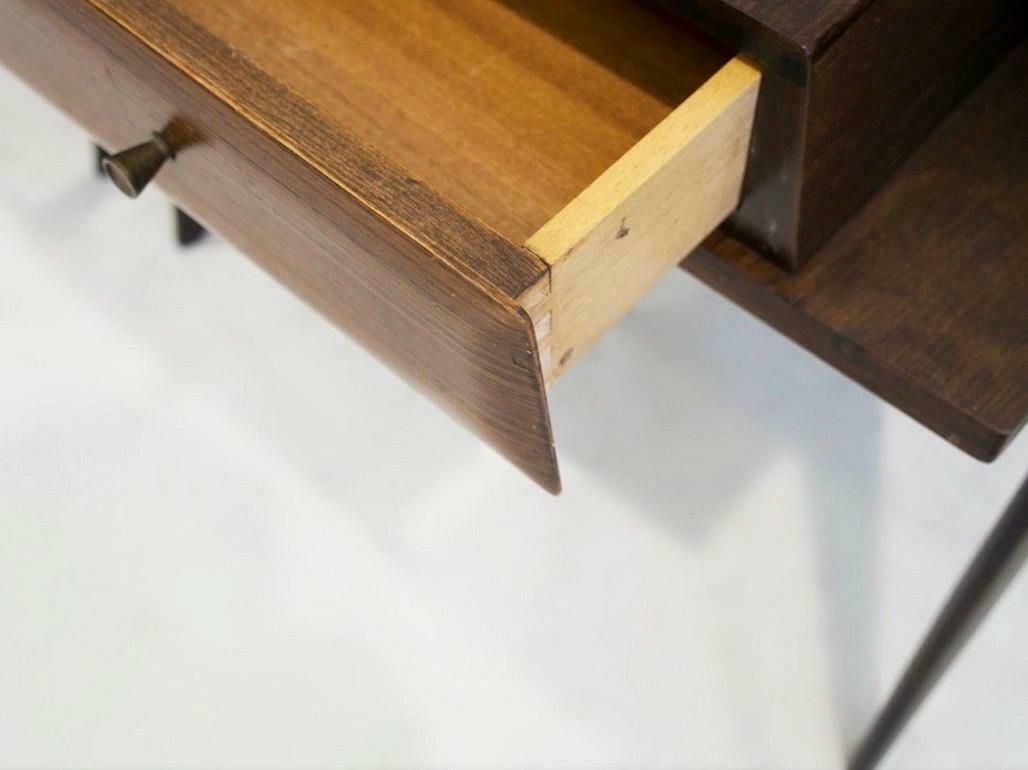 photo furniture Pair Of Italian Modernist Wooden Bedside Tables With Glass Top