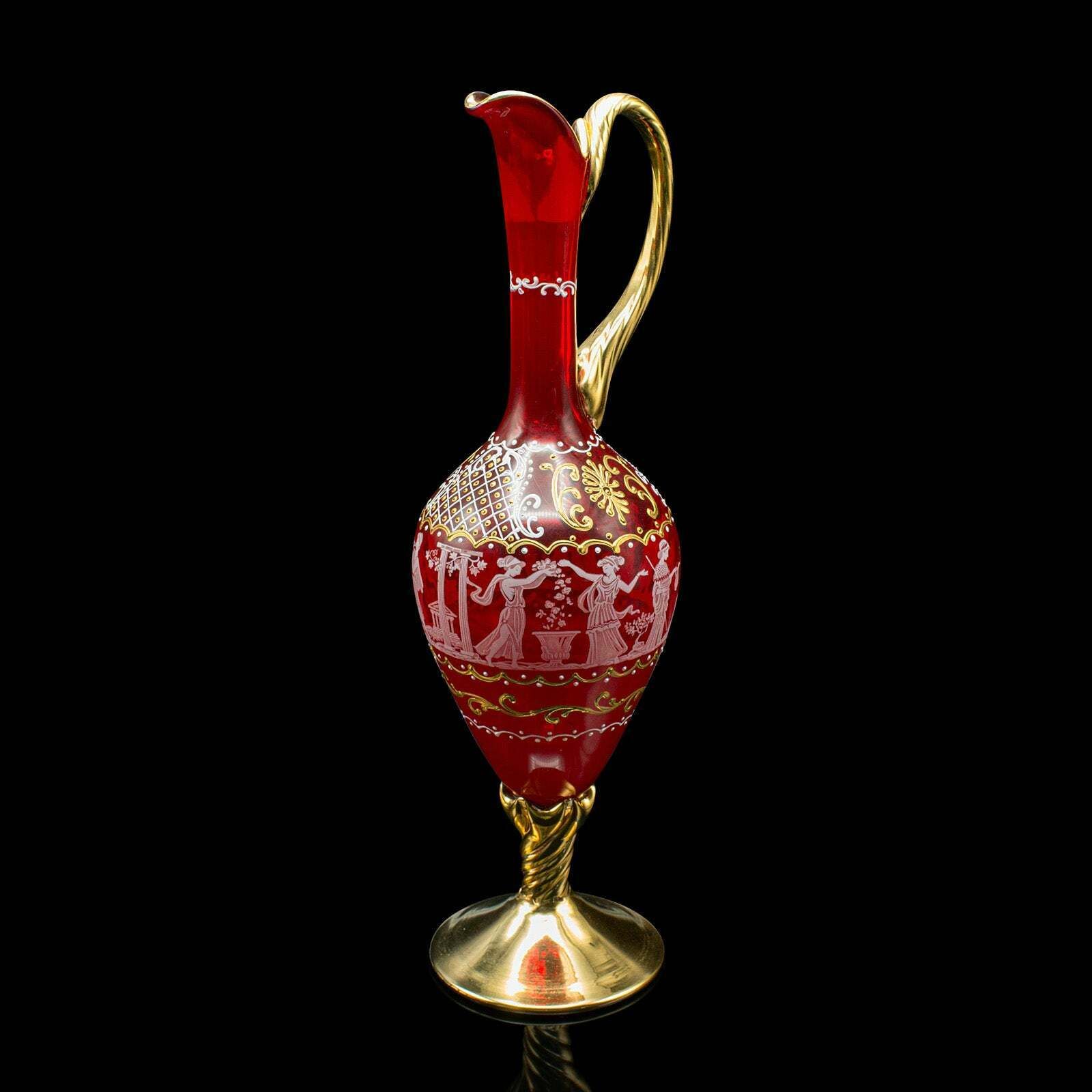 Vintage Aperitif Serving Set, Italian, Art Glass, Ewer, Wine Glasses, Circa 1970 photo furniture