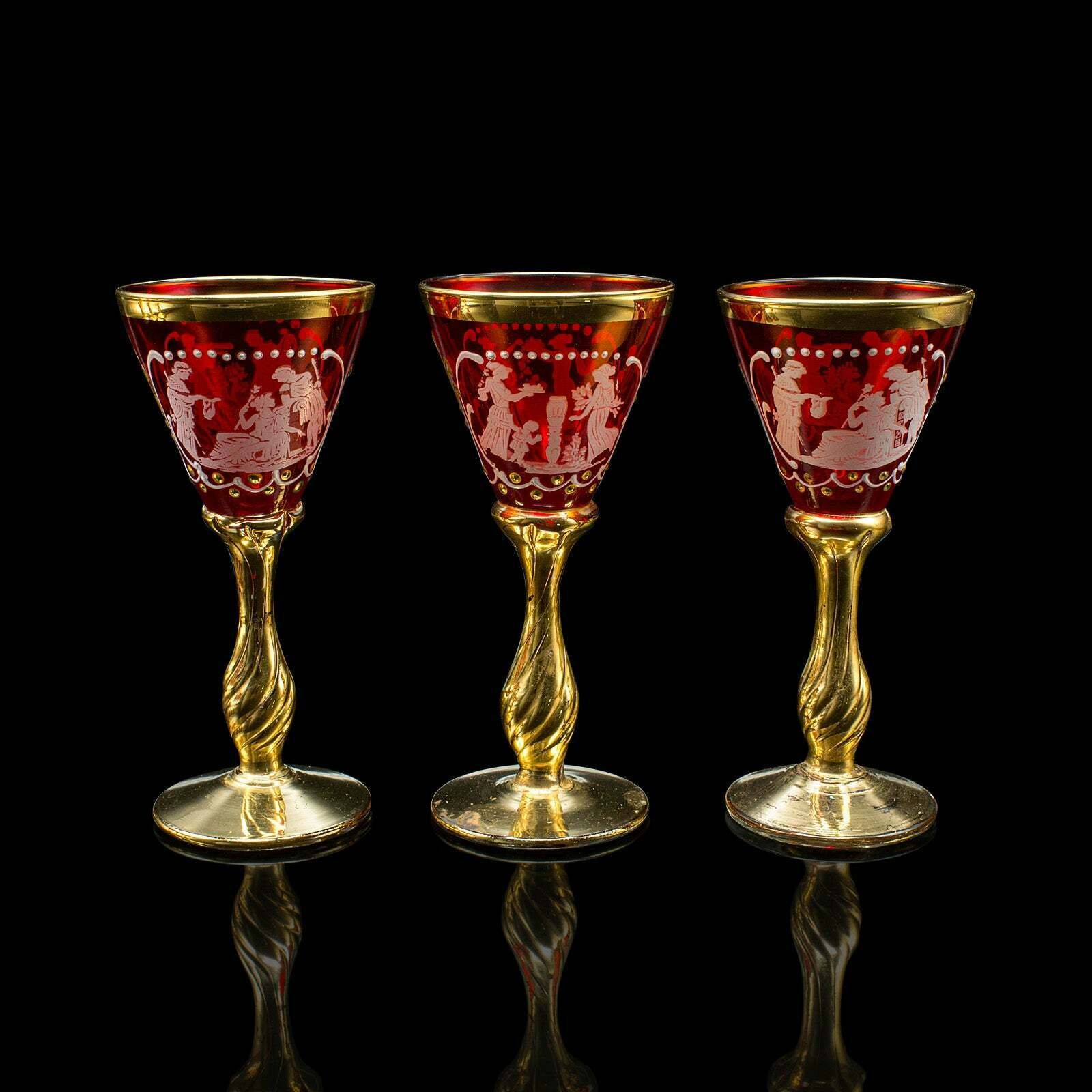photo for sale Vintage Aperitif Serving Set, Italian, Art Glass, Ewer, Wine Glasses, Circa 1970