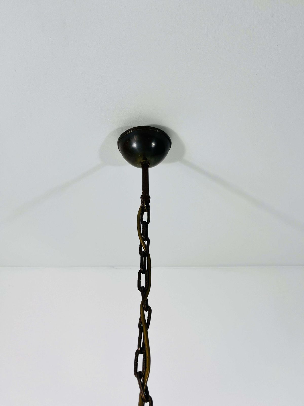 photo for sale Acrylic Glass Pendant Lamp With Leaves And Brass Base, Germany, 1970s