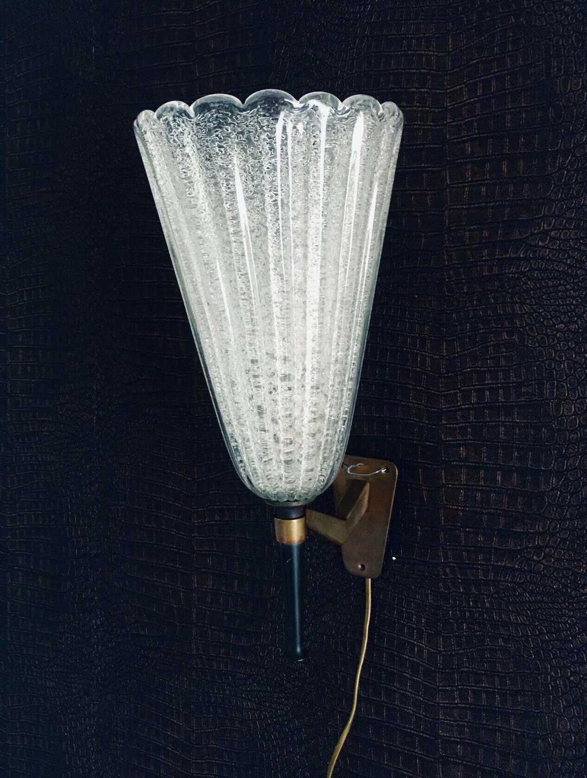 1950's Italian Design Art Glass Wall Lamp By Barovier & Toso