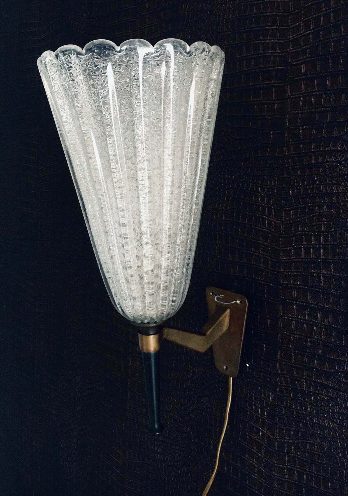 Lighting 1950's Italian Design Art Glass Wall Lamp By Barovier & Toso photo