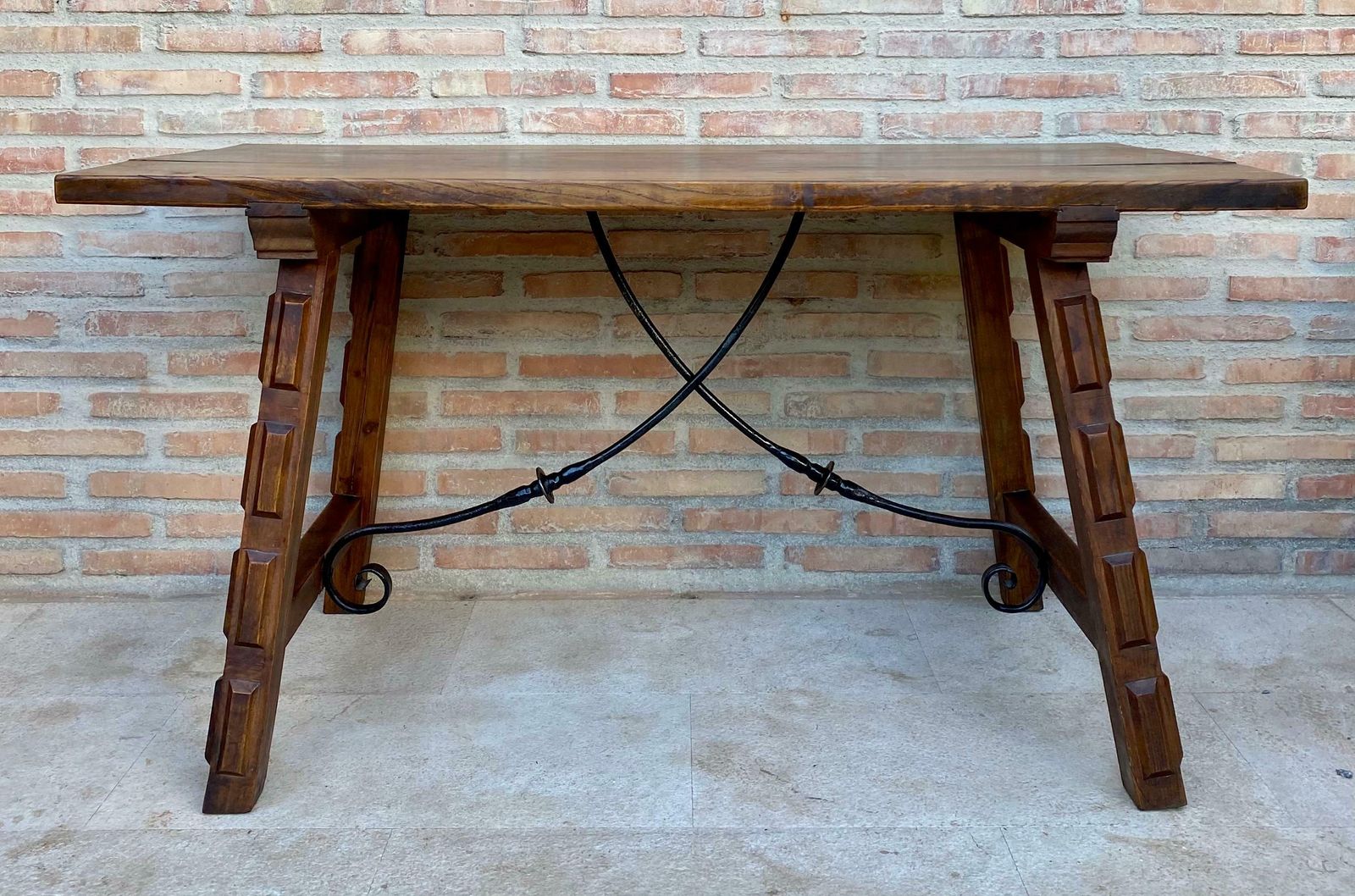 Antique Spanish Oak Work Table, 1800s photo furniture