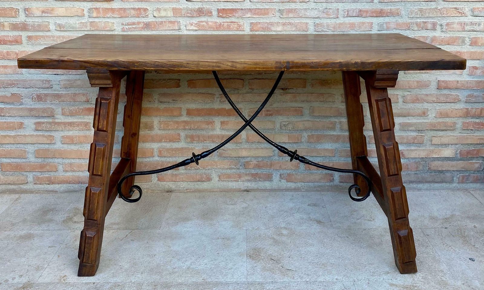 Antique Spanish Oak Work Table, 1800s photo for sale