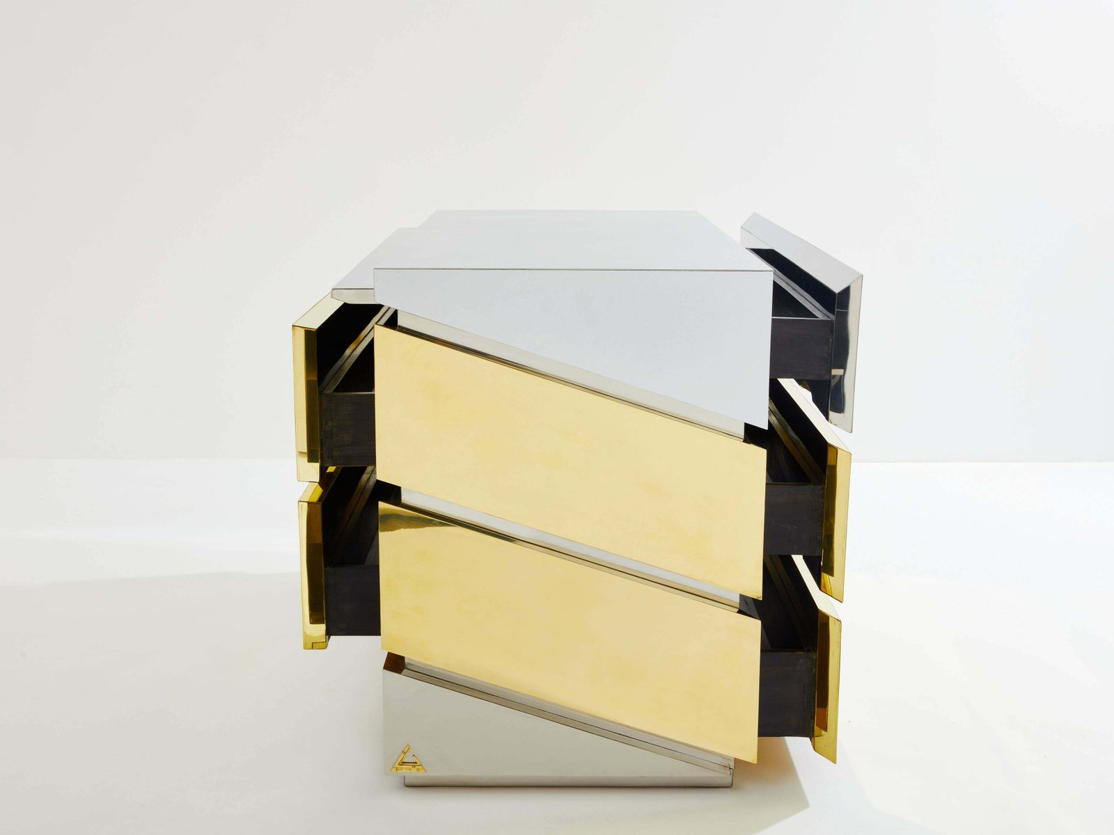 Commode Gabriella Crespi Mr Mme en chrome et laiton, 1972 photo 133561.0