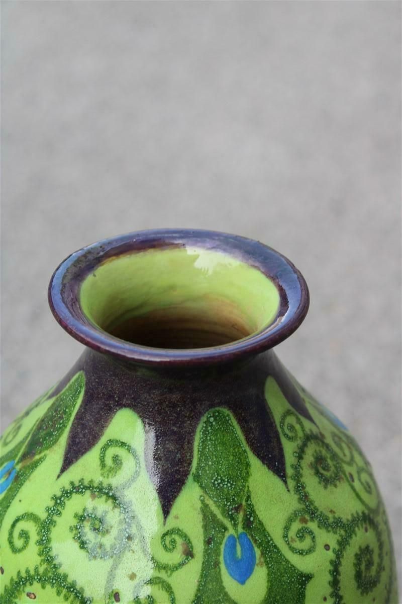 Art Decò Vase Italy 1920 Palazzi Roma Manufacture Green And Floral Decorations photo Home Decor