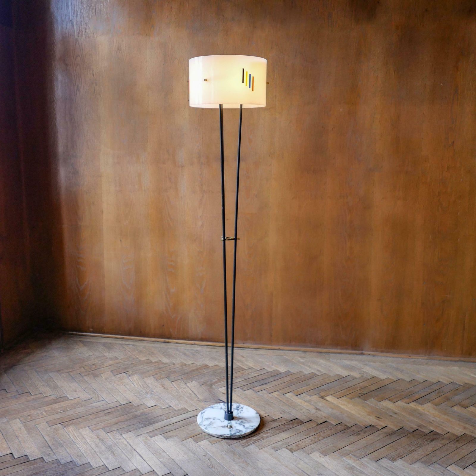 Mid Century Modern Steel Marble Floor Lamp By Angelo Brotto, Italy 50s photo buy