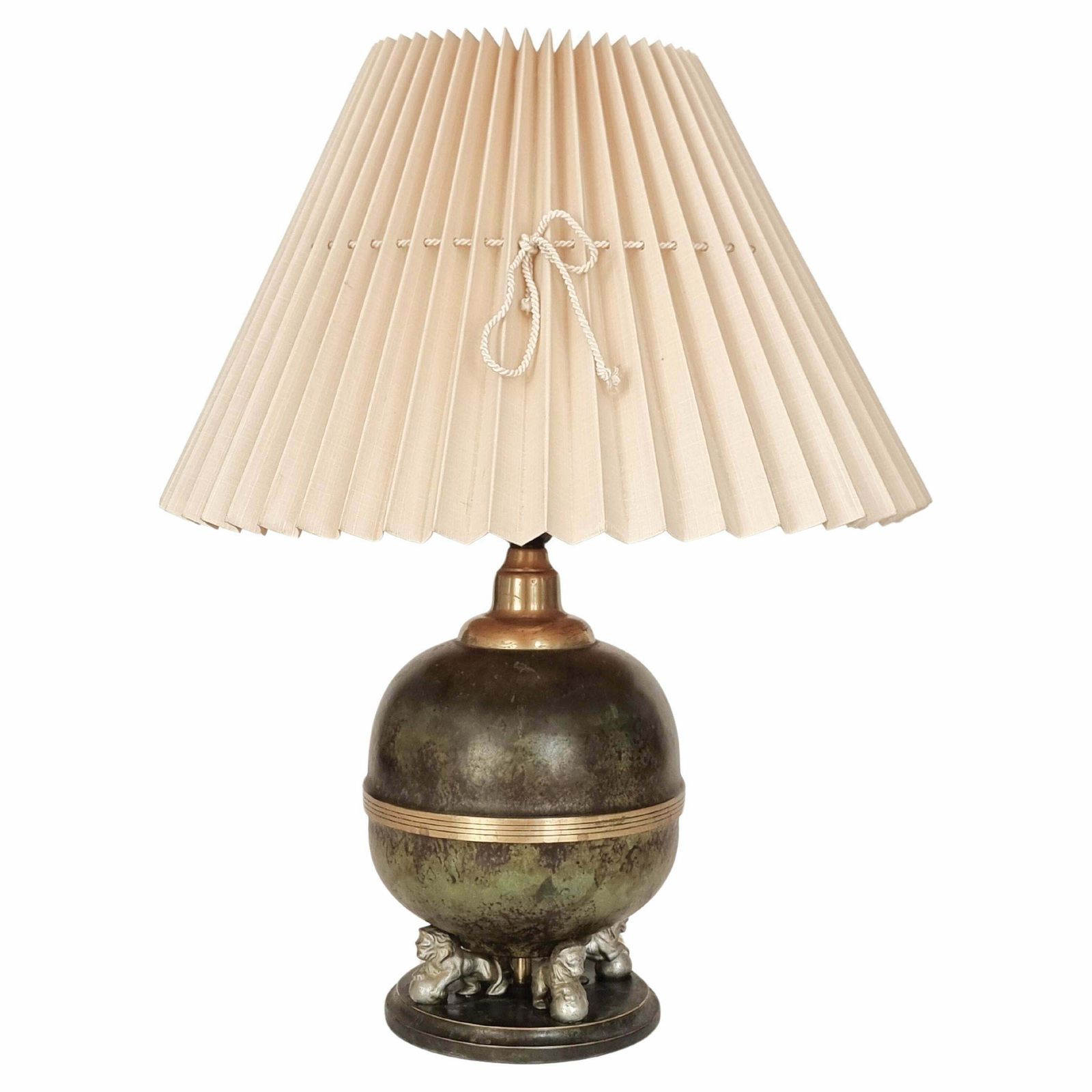 Table Lamp, Svenska Metallverken, Decor Of Lions, Swedish Grace