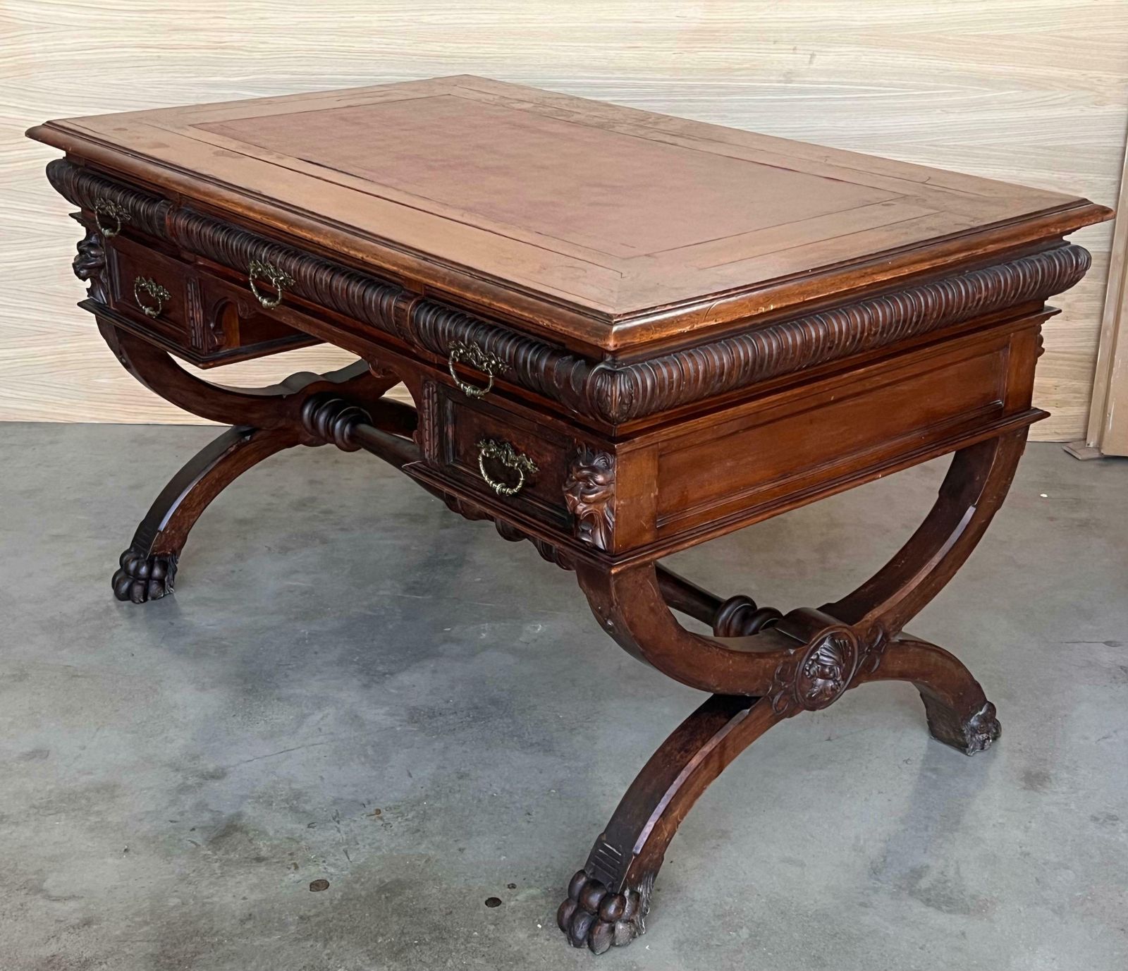 5999.0 19th Century Spanish Walnut Desk With Two Drawers & Strong Legs, 1890s photo
