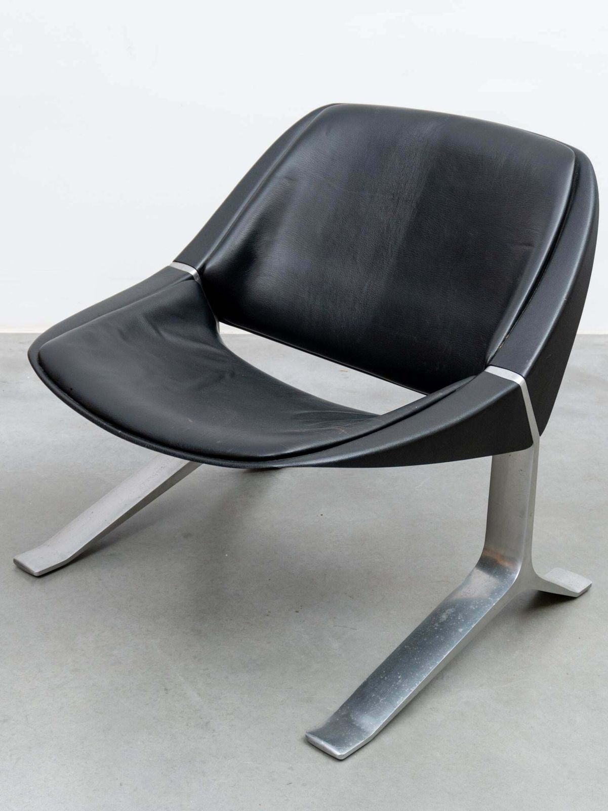 photo for sale Pair Of Knut Hesterberg Lounge Black And Chrome Club Arm Chairs, Germany 1971