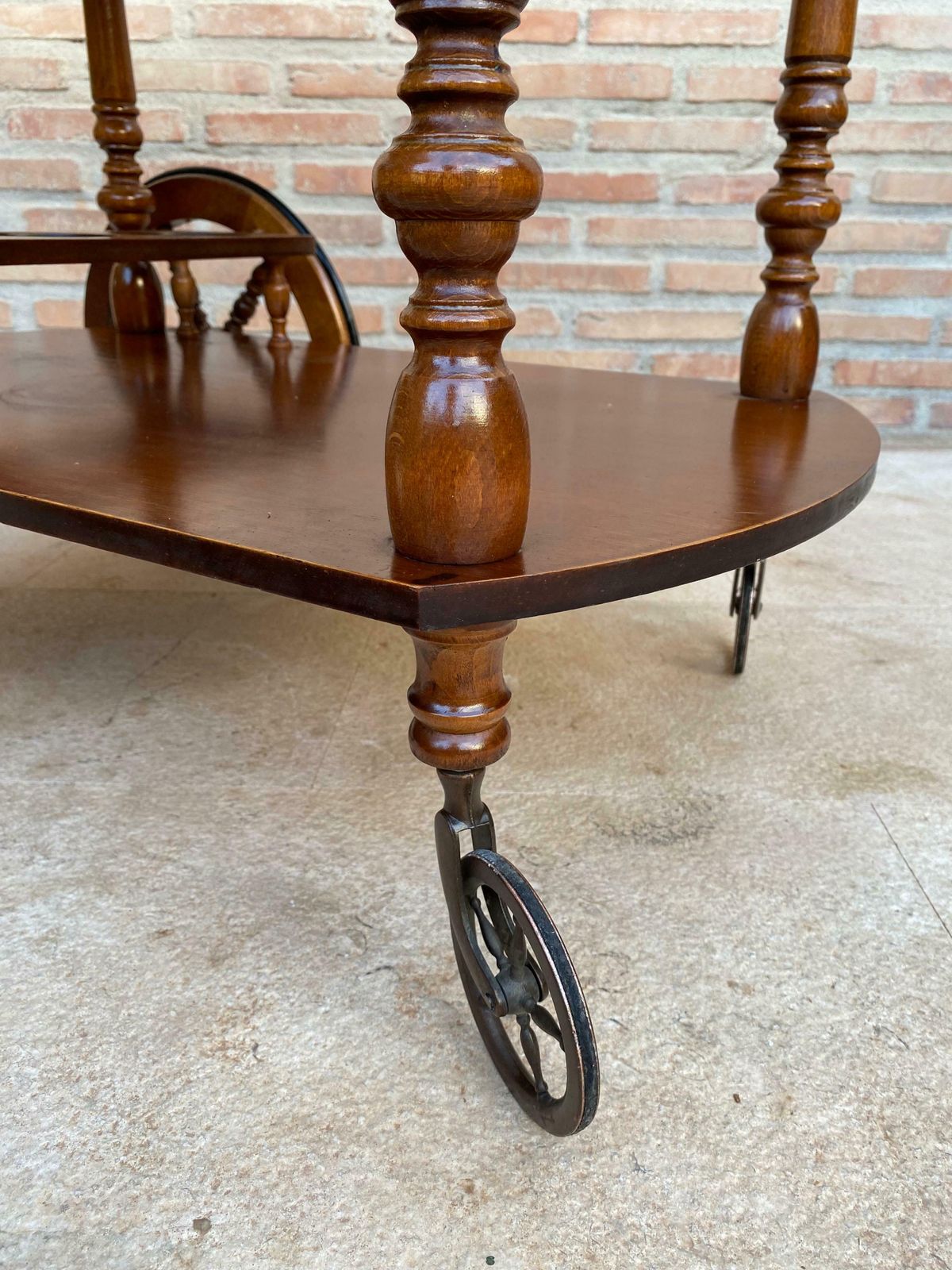 photo for sale Chariot bar mid-century en bois, France, années 1950