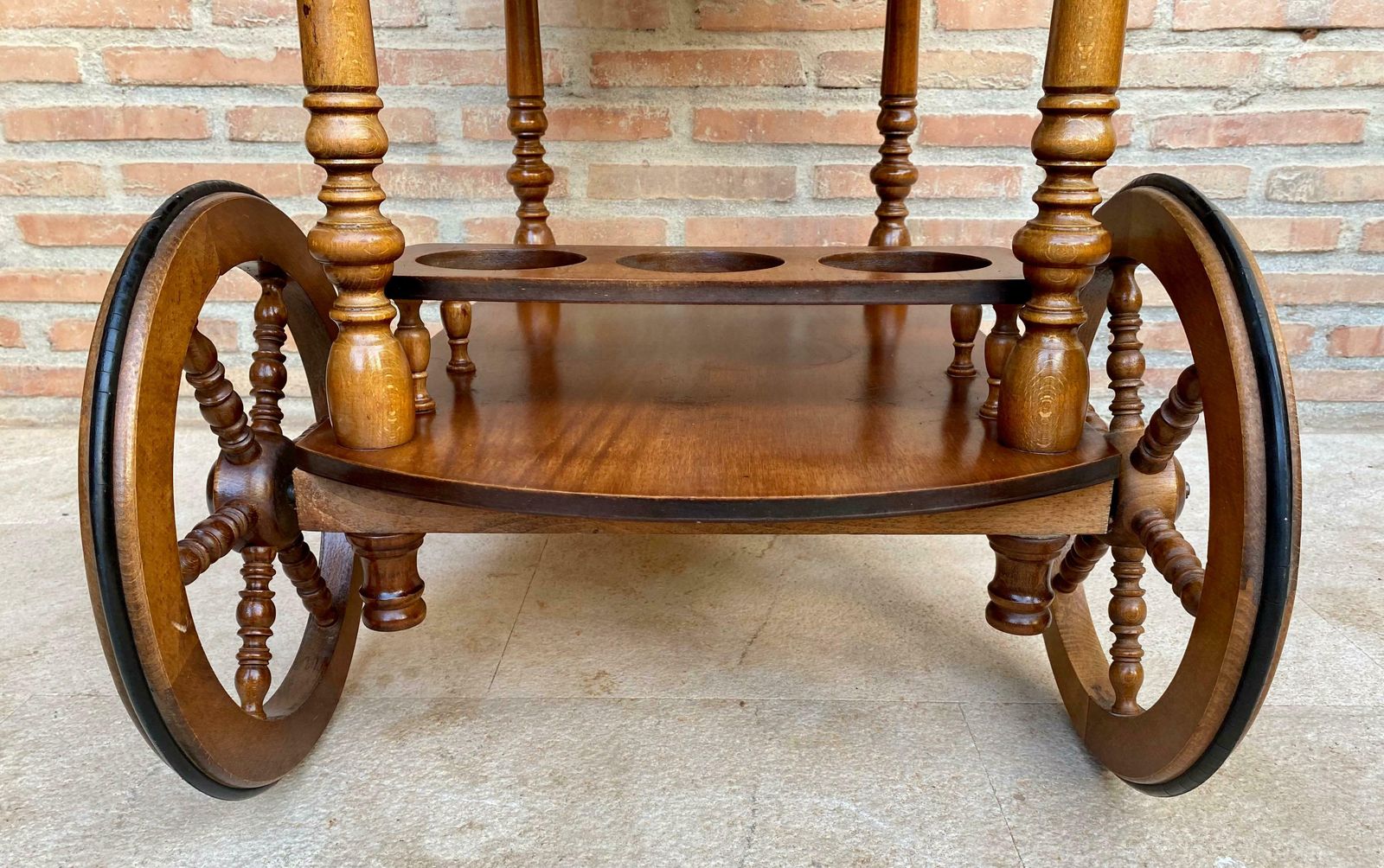 Mobilier Chariot bar mid-century en bois, France, années 1950 photo