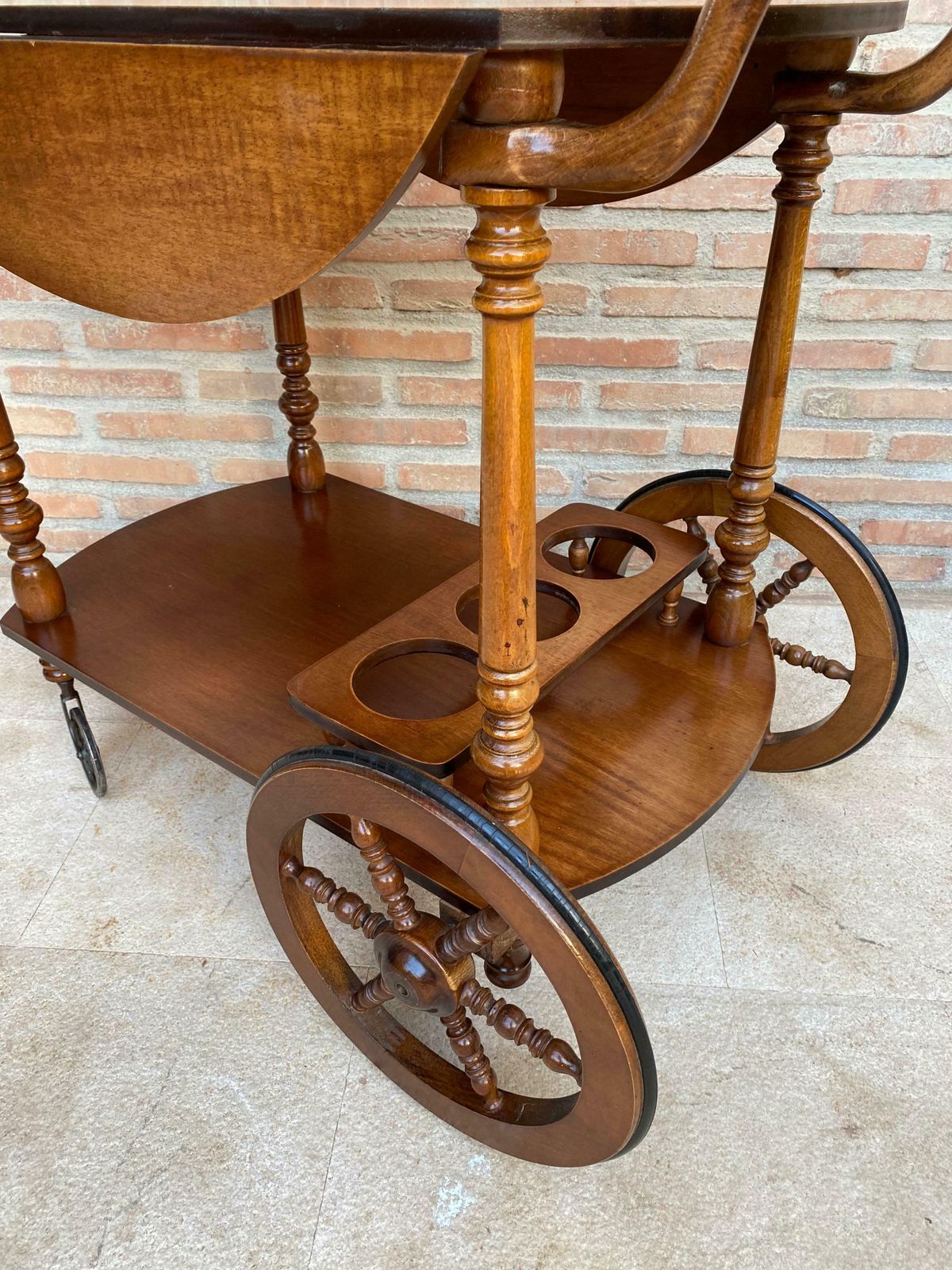 2113.0 Chariot bar mid-century en bois, France, années 1950 photo