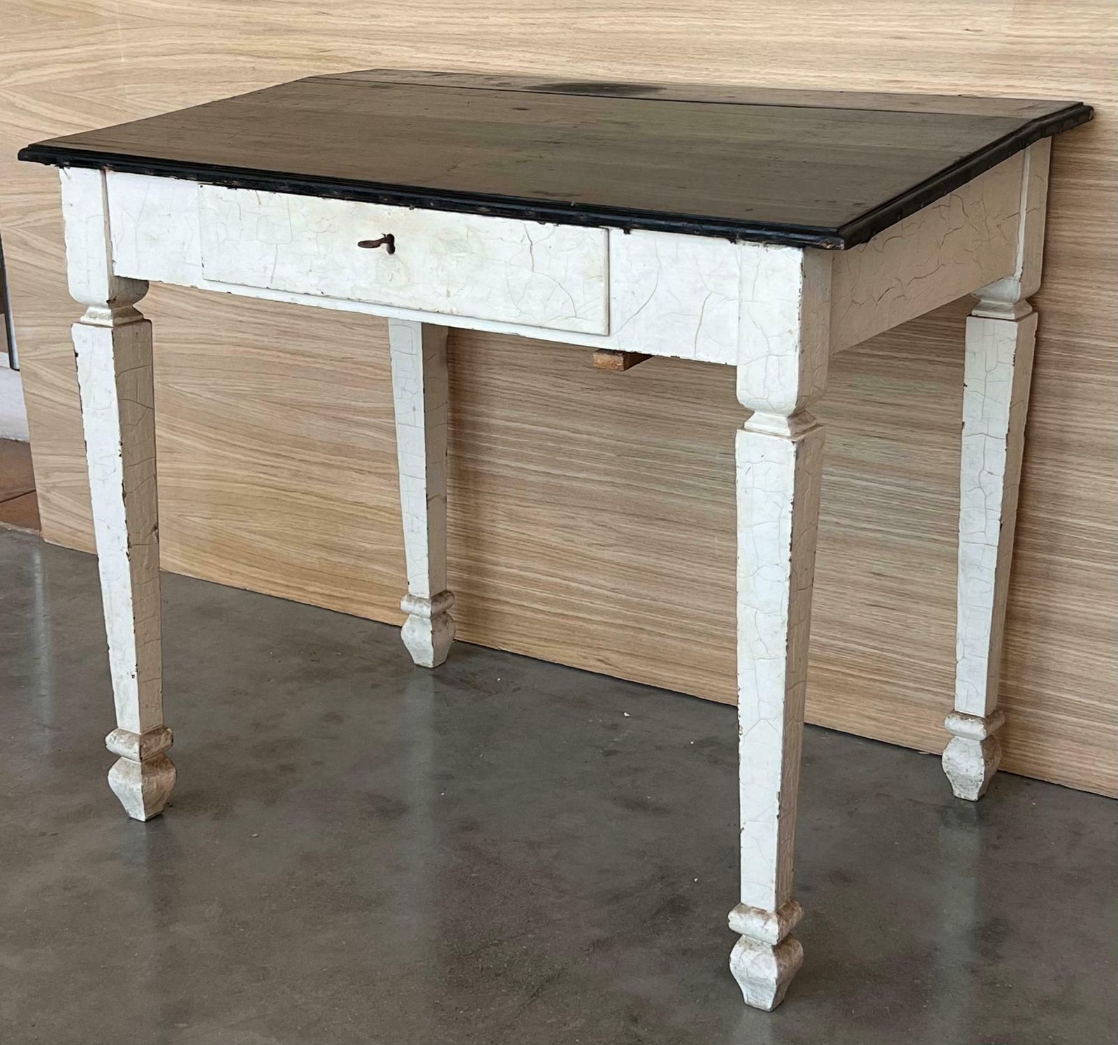 Black Ebonized Wood “Architect Desk” Table With Drawer, France photo Furniture