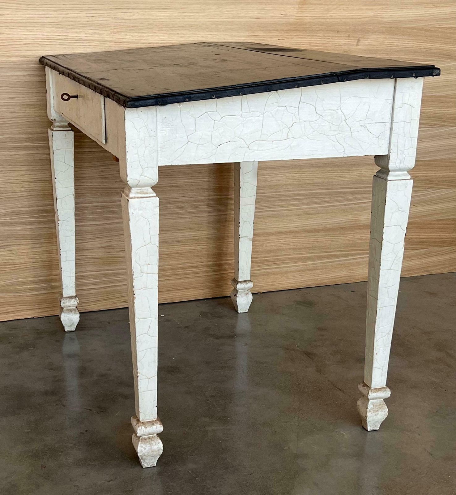 Black Ebonized Wood “Architect Desk” Table With Drawer, France photo vinterior
