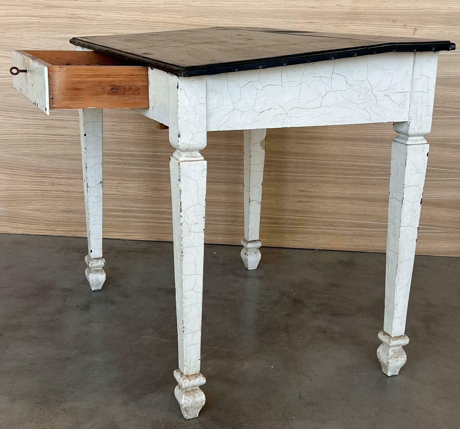 photo for sale Black Ebonized Wood “Architect Desk” Table With Drawer, France